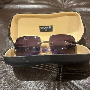 CHANEL Dark Purple Sunglasses with Case